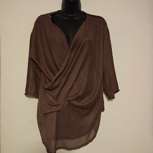 Zara Taupe Mesh Knit Top